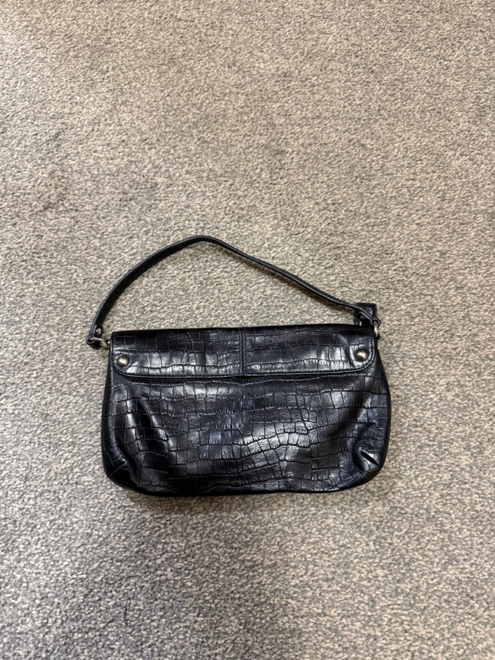 Cute Coach Black Lizard Print Leather Large Wristlet Purse - Picture 2 of 3